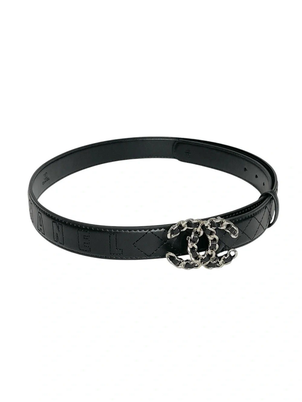 🖤 Women’s Black Leather Belt with Silver Chain Buckle 🖤